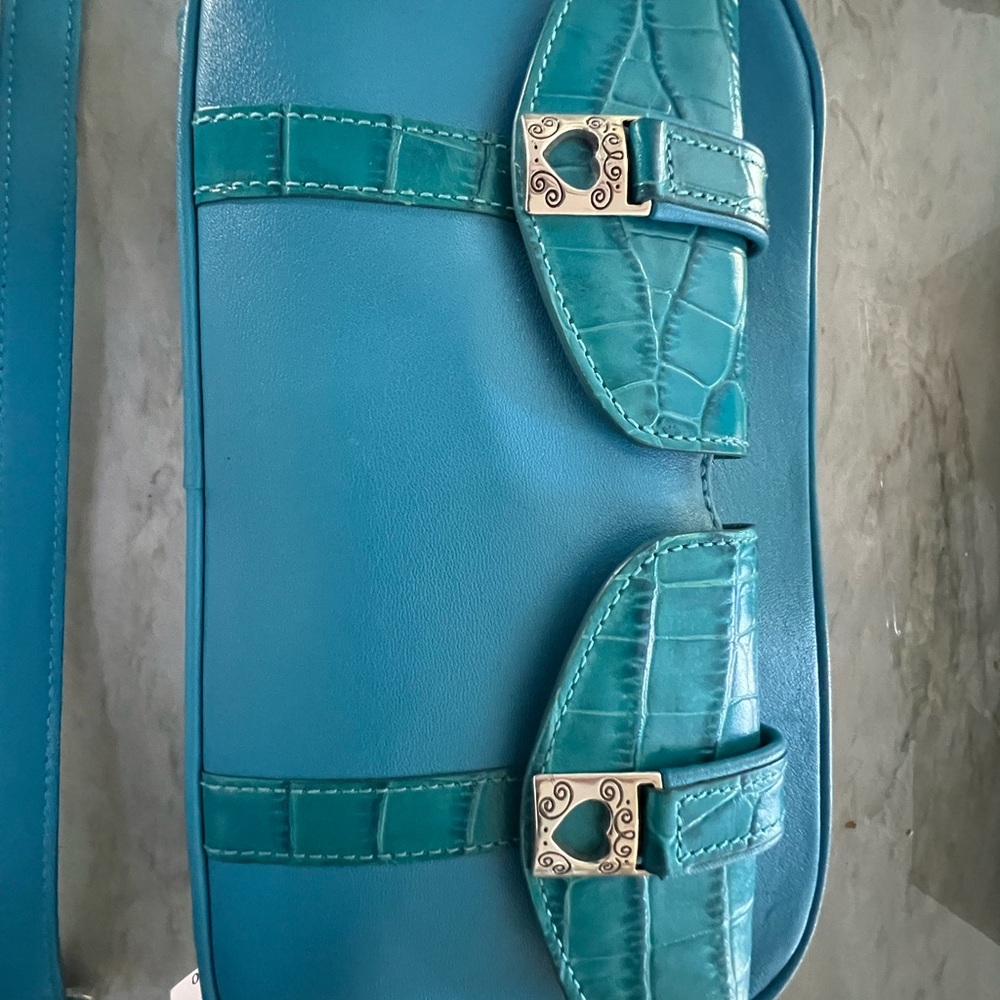Brighton Teal Crossbody Bag with Heart Buckle Accents - Picture 3 of 14